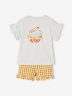 Conjunto niña camiseta niña smile y short amarillo