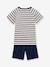 Pijama con short a rayas de algodón para niño - PETIT BATEAU AZUL OSCURO A RAYAS 