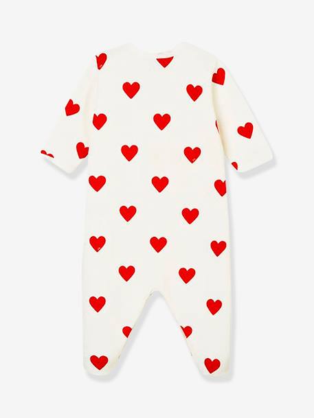 Pelele para bebé con corazones de felpa Petit Bateau BLANCO CLARO ESTAMPADO 