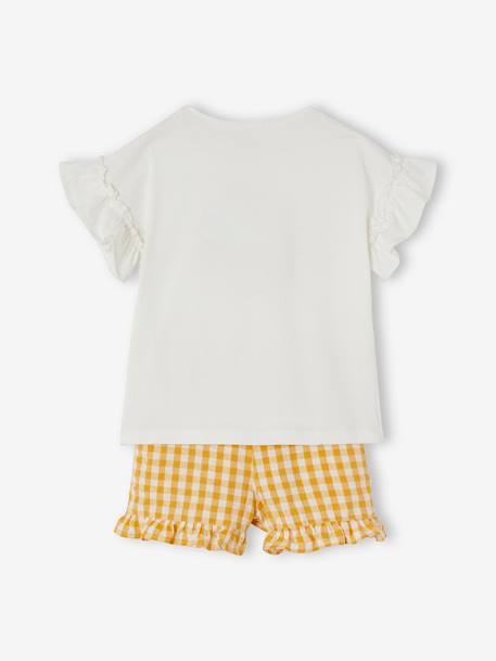 Conjunto de camiseta y short vichy, para niña BLANCO CLARO LISO 