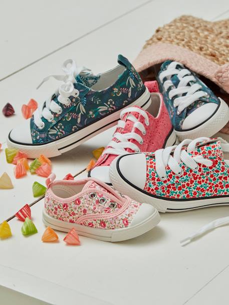 Zapatillas de lona fantasía, para niña blanco estampado+VERDE OSCURO ESTAMPADO 