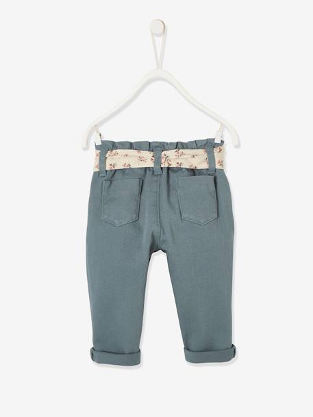 Pantalón con cinturón de tejido, para bebé rosa viejo+VERDE MEDIO LISO 