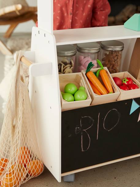 Mercado + frutas y verduras de madera beige/blanco 