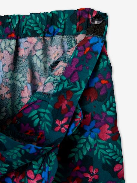 Pantalón pesquero vaporoso, para niña ROSA CLARO ESTAMPADO+VERDE OSCURO ESTAMPADO 