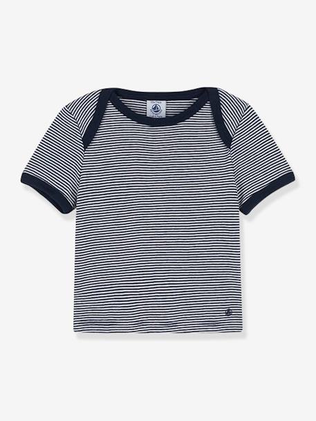 Bebé-Camisetas-Camiseta de manga corta milrayas para bebé PETIT BATEAU de algodón orgánico