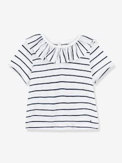 -Blusa de manga corta a rayas de punto para bebé PETIT BATEAU