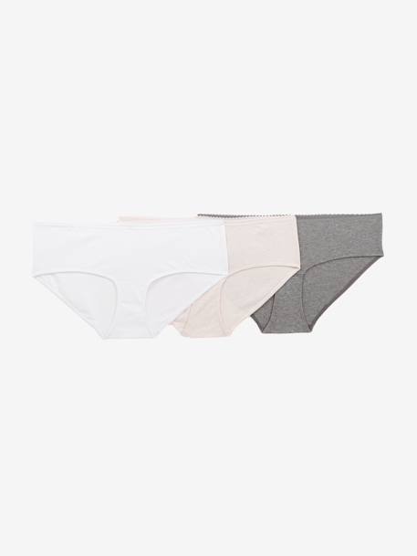 Pack de 3 shorties para embarazo de algodón GRIS CLARO LISO 