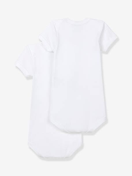 Lote de 2 bodies cortos con abertura americana para bebé de algodón orgánico PETIT BATEAU blanco 