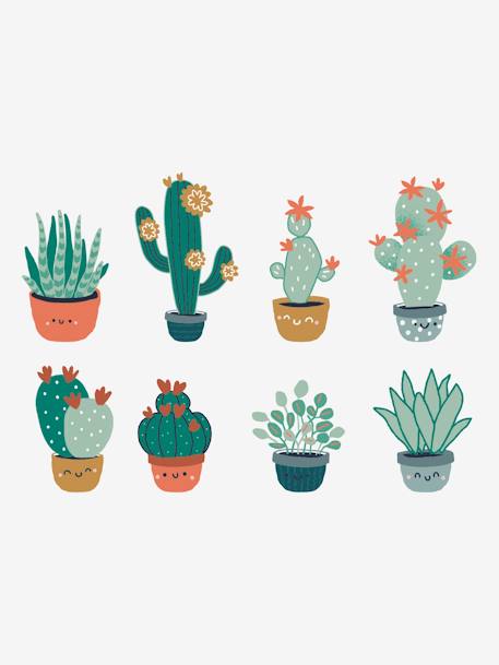 8 adhesivos grandes Cactus VERDE MEDIO LISO CON MOTIVOS 