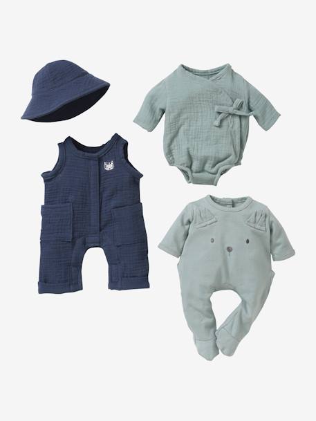 Prendas para muñeca, niño azul+multicolor 