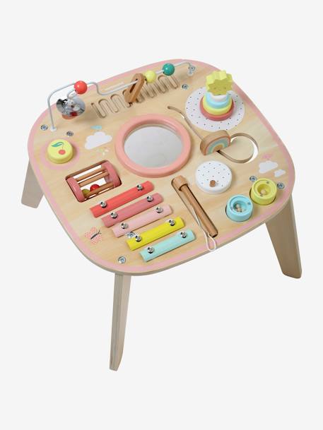 Mesa de actividades y estimulación musical de madera FSC® multicolor+ROSA CLARO LISO CON MOTIVOS 