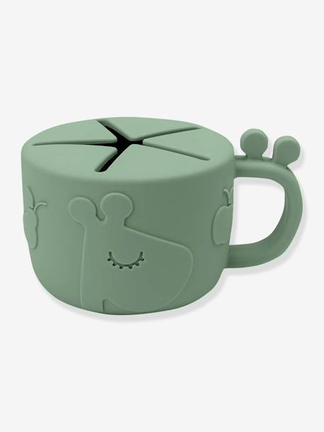 Taza de merienda DONE BY DEER Peekaboo Raffi de silicona verde 