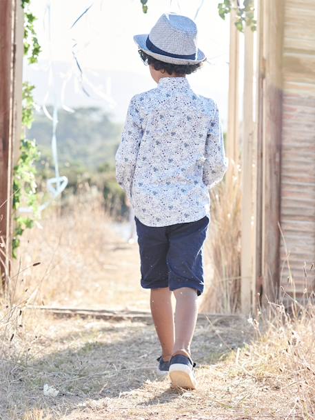 Bermudas de algodón y lino para niño azul+AZUL OSCURO LISO CON MOTIVOS+BEIGE CLARO LISO CON MOTIVOS+verde sauce 