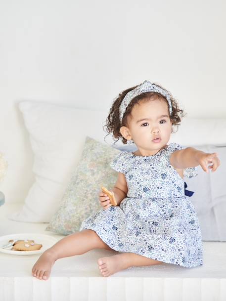 Vestido de flores de fiesta para bebé BLANCO CLARO ESTAMPADO 