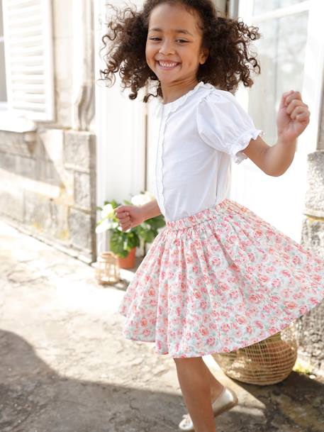 Falda de fiesta con flores, para niña BLANCO CLARO ESTAMPADO 