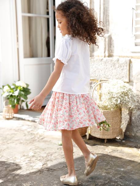 Falda de fiesta con flores, para niña BLANCO CLARO ESTAMPADO 