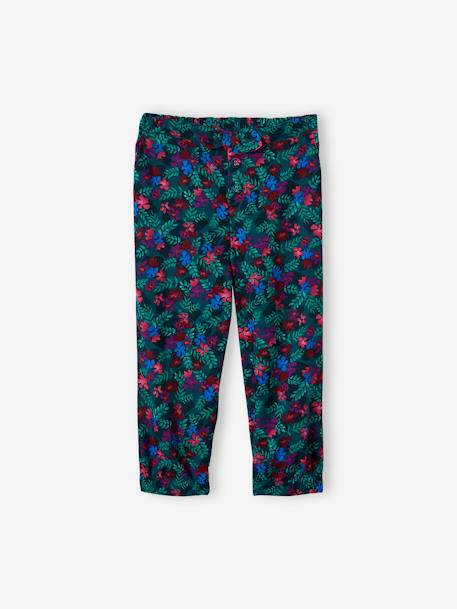 Pantalón pesquero vaporoso, para niña ROSA CLARO ESTAMPADO+VERDE OSCURO ESTAMPADO 