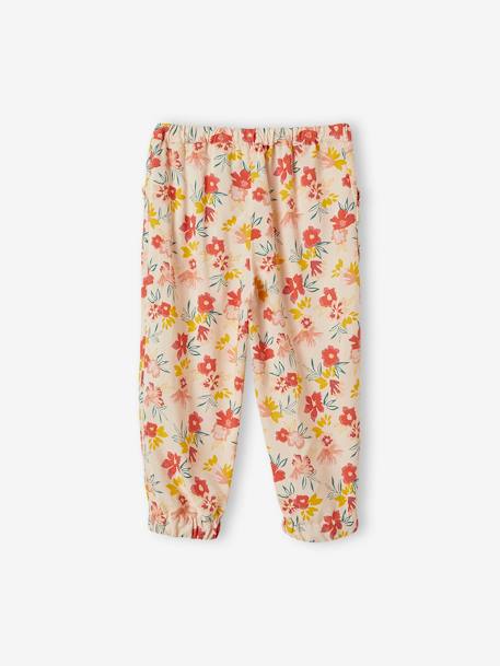 Pantalón pesquero vaporoso, para niña ROSA CLARO ESTAMPADO+VERDE OSCURO ESTAMPADO 