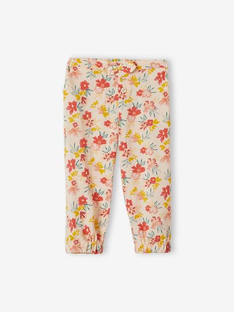 Pantalón pesquero vaporoso, para niña ROSA CLARO ESTAMPADO+VERDE OSCURO ESTAMPADO 