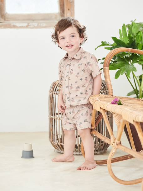 Conjunto de camisa y short para bebé BEIGE MEDIO ESTAMPADO 