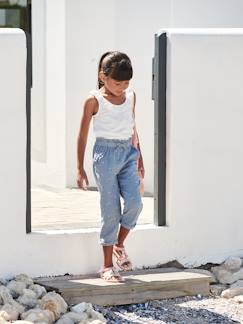 Niña-Pantalón pesquero de gasa de algodón estampado de flores, para niña