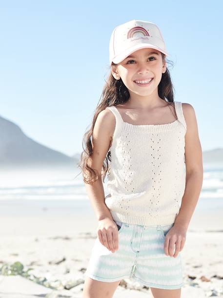 Short efecto 'tie & dye' para niña BLANCO CLARO A RAYAS 