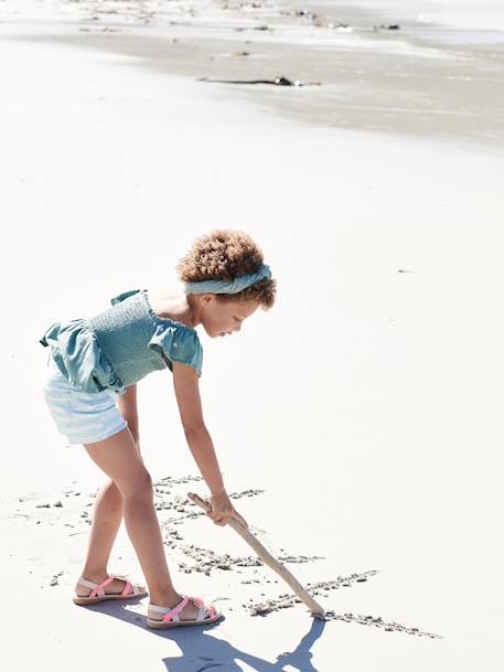 Short efecto 'tie & dye' para niña BLANCO CLARO A RAYAS 