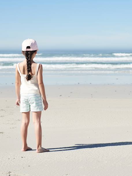 Short efecto 'tie & dye' para niña BLANCO CLARO A RAYAS 