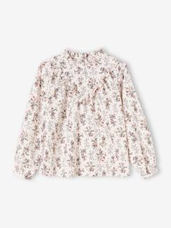 Blusa con cuello alto estampado de flores, niña