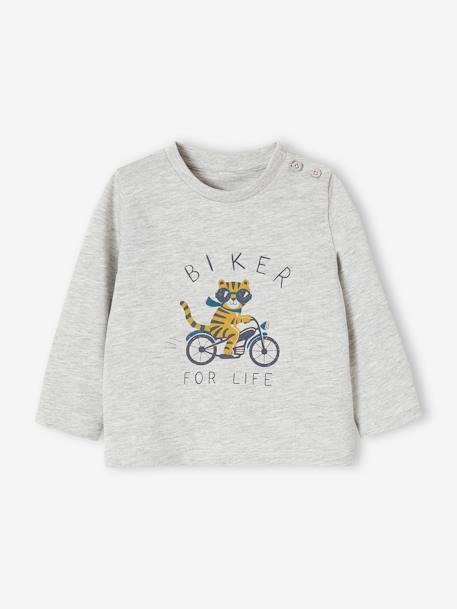 Camiseta fantasía bebé niño GRIS MEDIO JASPEADO+vainilla 