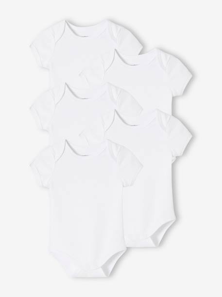 Pack de 5 bodies de manga corta con abertura americana de interlock, bebé BLANCO CLARO BICOLOR/MULTICOLO 