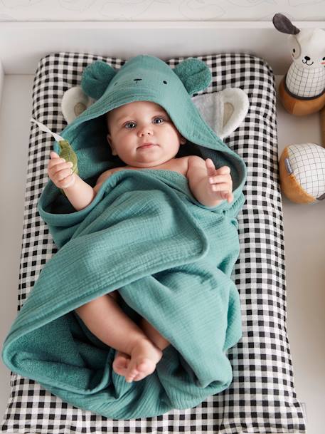 Albornoz para bebé Ciervo, personalizable verde medio liso con motivos -  Vertbaudet