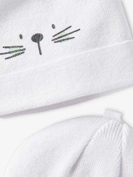 Pack de 2 gorros de algodón, bebé BLANCO CLARO LISO CON MOTIVOS 