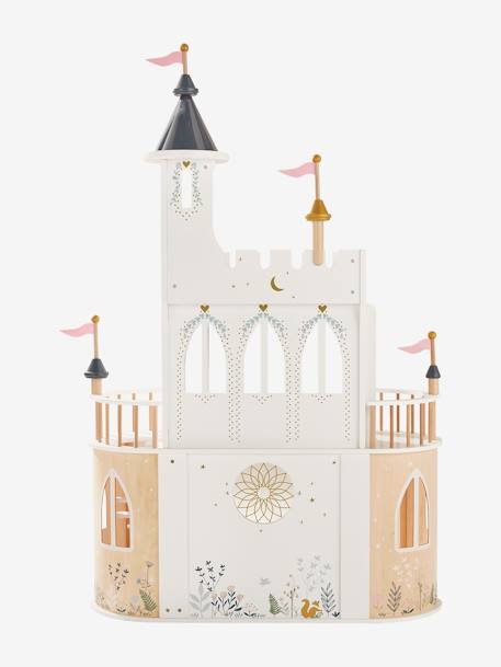 Castillo de princesas para muñecas modelo de madera FSC® BLANCO CLARO LISO CON MOTIVOS 