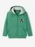 Sudadera con cremallera y capucha estilo universitario, niño VERDE MEDIO LISO CON MOTIVOS 