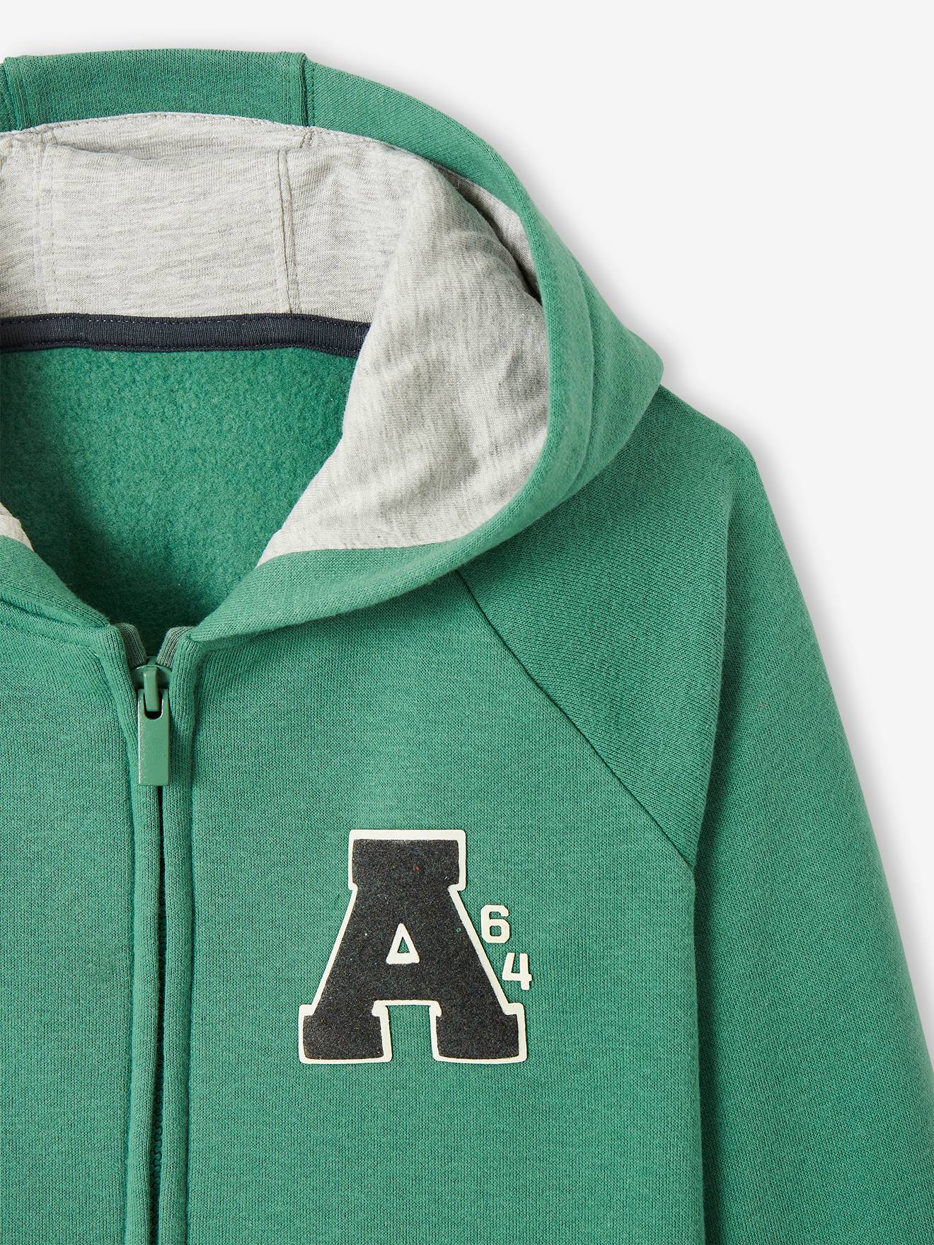 Sudadera con cremallera y capucha estilo universitario ni o verde