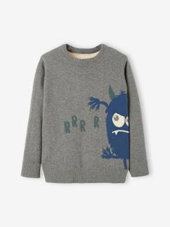 Niño-Jerséis, chaquetas de punto, sudaderas-Jerséis de punto-Jersey jacquard con dinosaurio, para niño