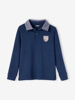 Niño-Polo con emblema y cuello chambray, niño