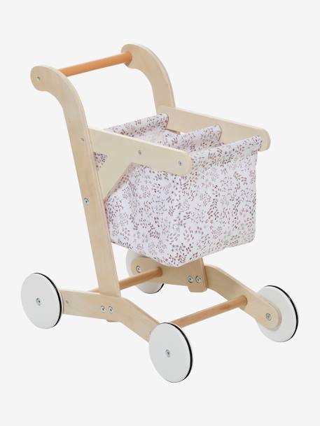 Carrito de la compra de tela y madera FSC® BEIGE MEDIO LISO CON MOTIVOS 