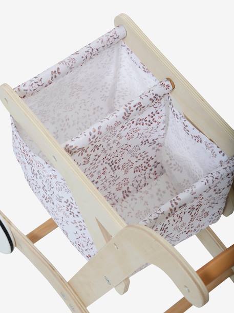 Carrito de la compra de tela y madera FSC® BEIGE MEDIO LISO CON MOTIVOS 