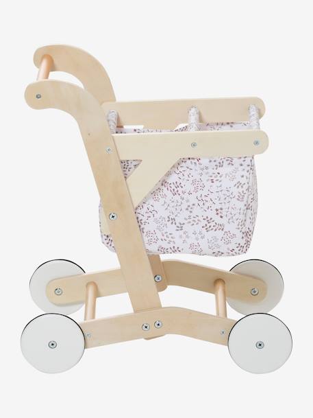 Carrito de la compra de tela y madera FSC® BEIGE MEDIO LISO CON MOTIVOS 