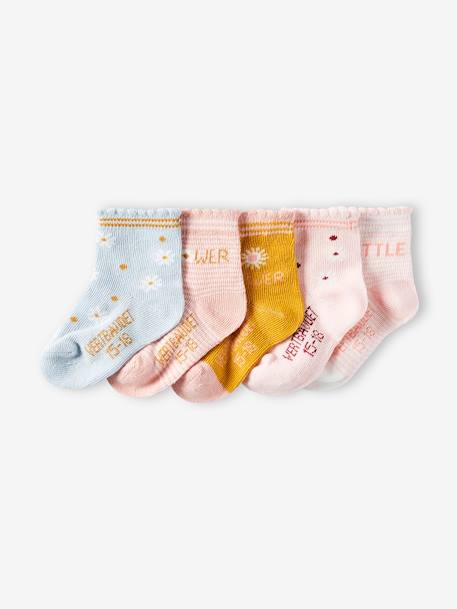 Pack de 5 pares de calcetines con flores para bebé niña