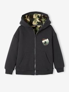 Niño-Jerséis, chaquetas de punto, sudaderas-Sudaderas-Sudadera con cremallera y forro sherpa de camuflaje para niño