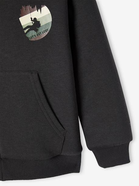 Sudadera con cremallera y forro sherpa de camuflaje para niño GRIS OSCURO LISO CON MOTIVOS 