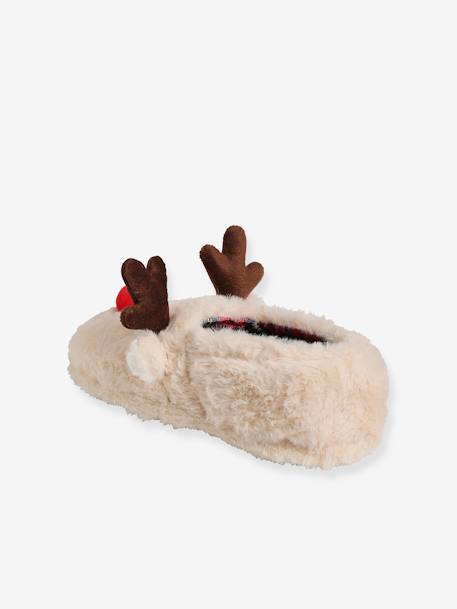 Zapatillas de casa estilo peluche, para niño BEIGE CLARO LISO 