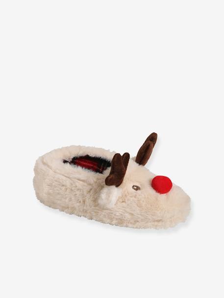 Zapatillas de casa estilo peluche, para niño BEIGE CLARO LISO 