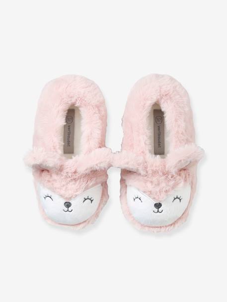 Zapatillas de casa estilo peluche, para niña ROSA CLARO LISO CON MOTIVOS 