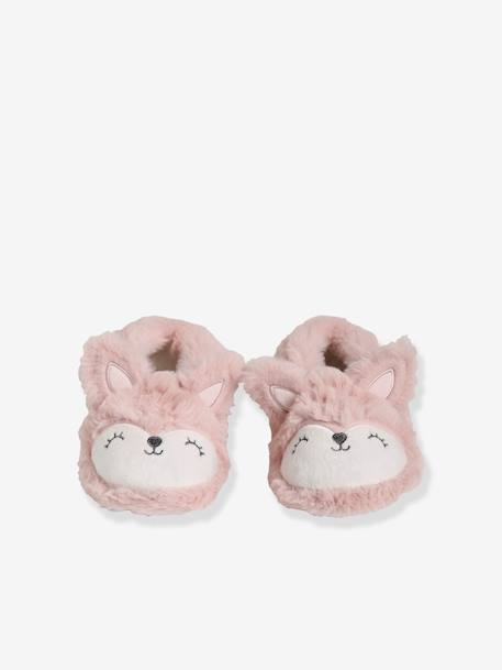 Zapatillas de casa estilo peluche, para niña ROSA CLARO LISO CON MOTIVOS 