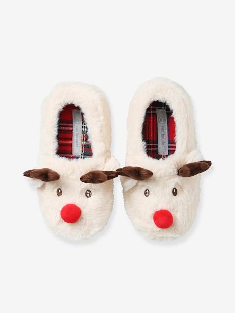 Zapatillas de casa estilo peluche, para niño BEIGE CLARO LISO 