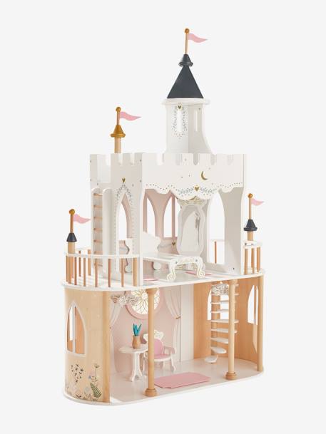 Castillo de princesas para muñecas modelo de madera FSC® BLANCO CLARO LISO CON MOTIVOS 